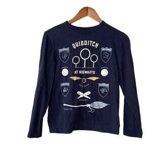 Gap T-Shirt Unisex Kids XL  Hogwarts Long Sleeve Navy